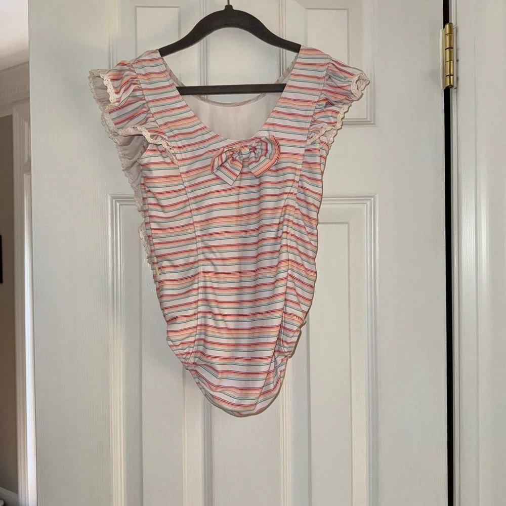 GUC Charming Mary size 8Y Striped Ruffle One Piece Bathing Suit